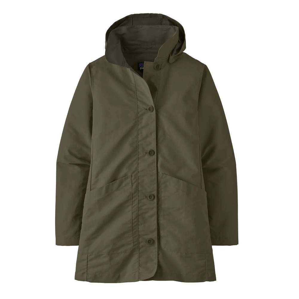 Patagonia Womens Transitional Trench Coat Basin Green 26580 Hooded Jacket